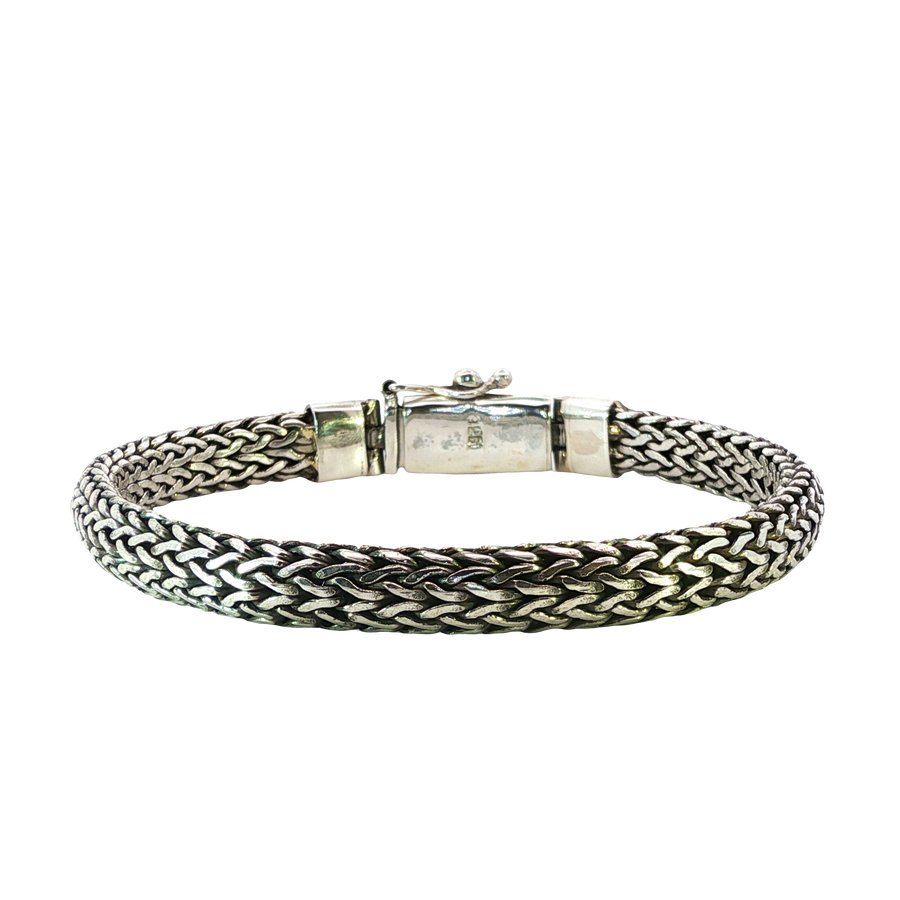 925 Sterling Silver Heavy Wheat Bali Bracelet