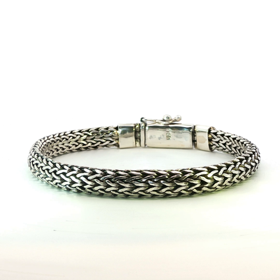 925 Sterling Silver Heavy Wheat Bali Bracelet