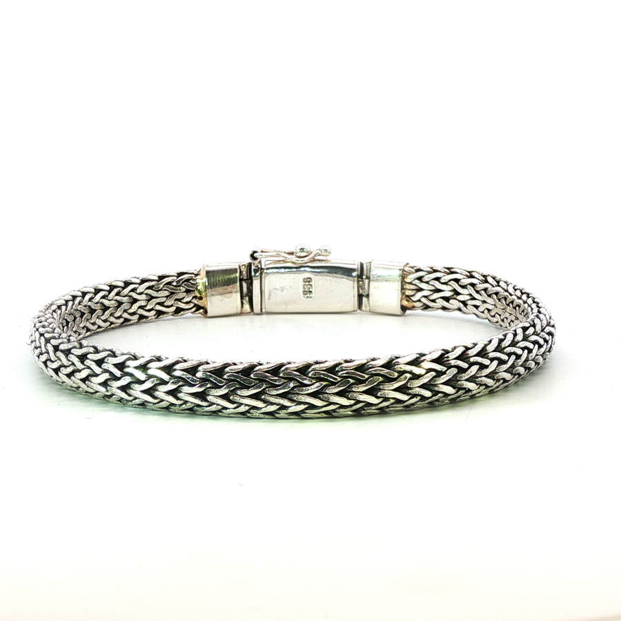 925 Sterling Silver Heavy Wheat Bali Bracelet