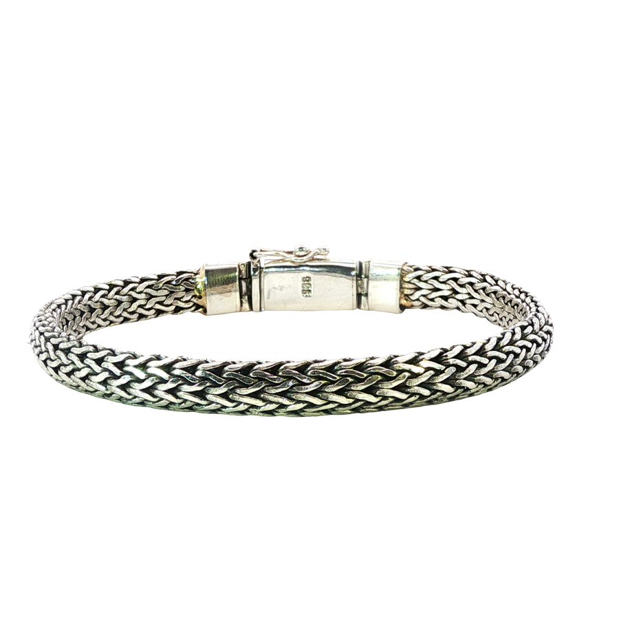 925 Sterling Silver Heavy Wheat Bali Bracelet
