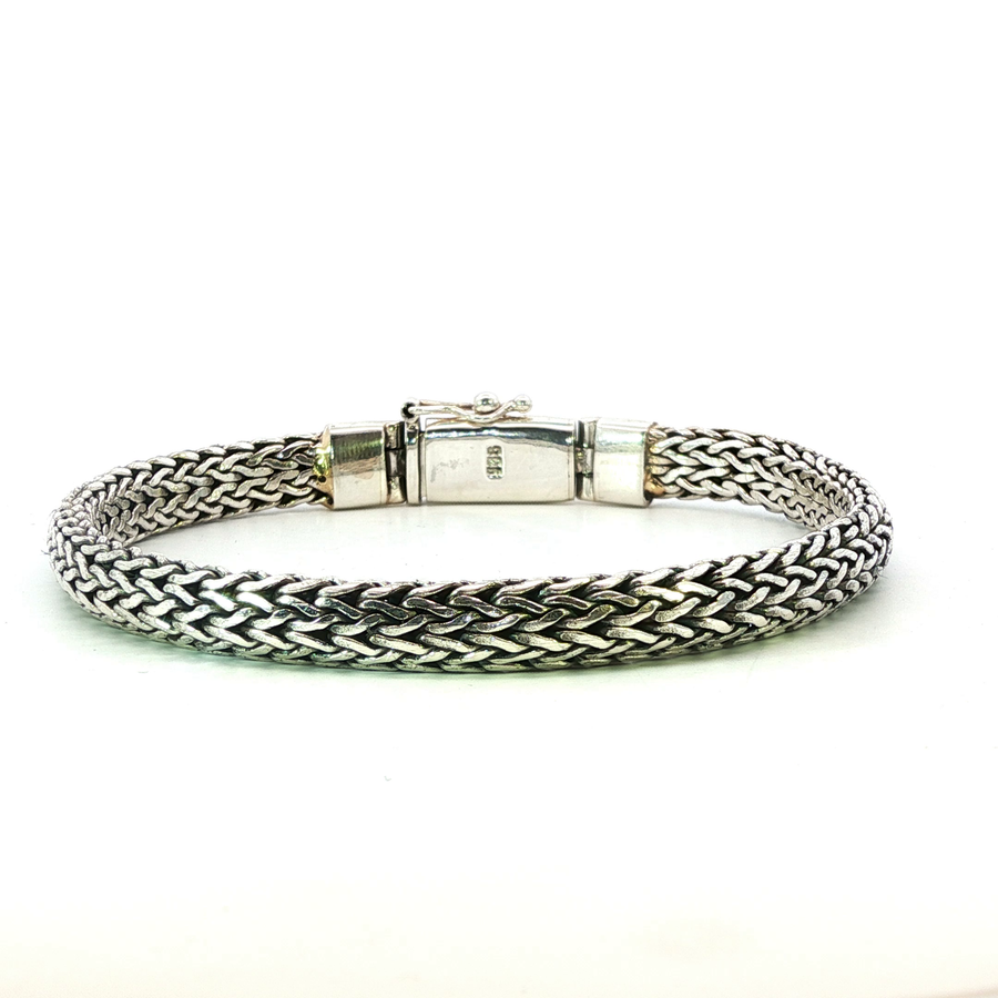 925 Sterling Silver Heavy Wheat Bali Bracelet