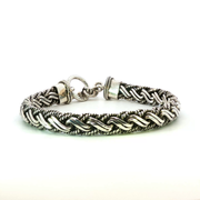 925 Sterling Silver Heavy Alternating Twist Bali Bracelet