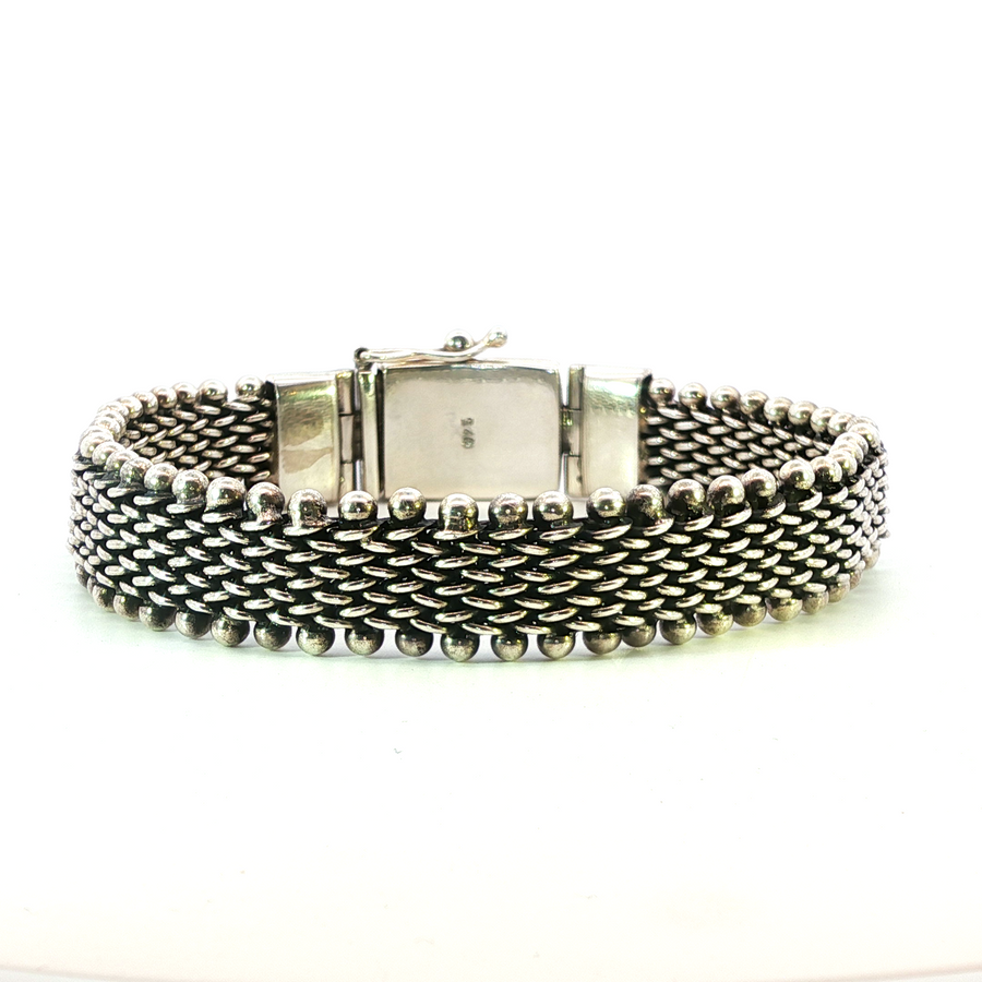 925 Sterling Silver Heavy Mesh Watch Band Bali Bracelet