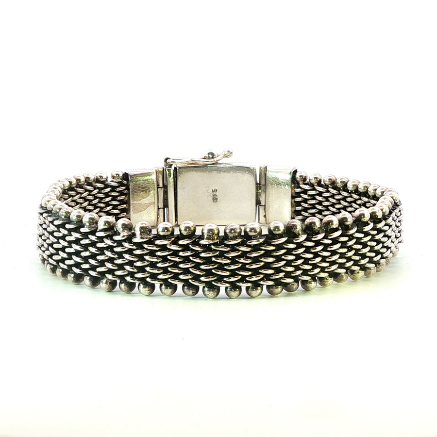 925 Sterling Silver Heavy Mesh Watch Band Bali Bracelet