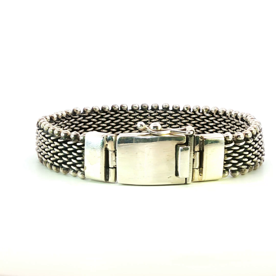 925 Sterling Silver Heavy Mesh Watch Band Bali Bracelet