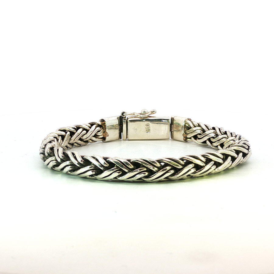 925 Sterling Silver Heavy Braid Bali Bracelet