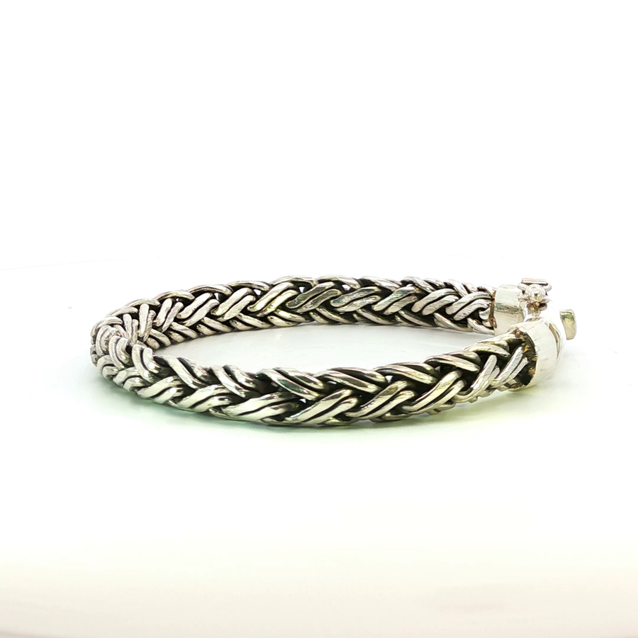 925 Sterling Silver Heavy Braid Bali Bracelet