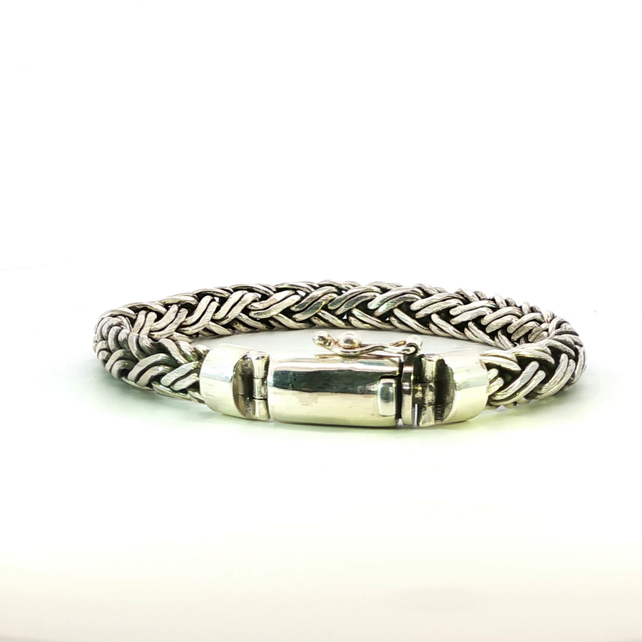 925 Sterling Silver Heavy Braid Bali Bracelet