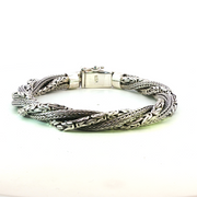 925 Sterling Silver Heavy Alternating Twist Bali Bracelet
