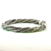 925 Sterling Silver Heavy Alternating Twist Bali Bracelet