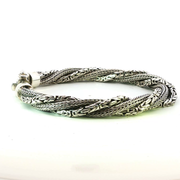925 Sterling Silver Heavy Alternating Twist Bali Bracelet