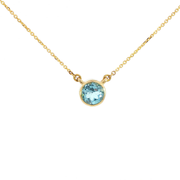 14K Yellow Gold Natural Aquamarine Bezel Set Necklace