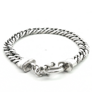 925 Sterling Silver Alternating Twist High Polish Cuban Bali Bracelet