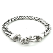 925 Sterling Silver Alternating Twist High Polish Cuban Bali Bracelet