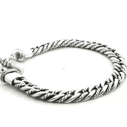 925 Sterling Silver Alternating Twist High Polish Cuban Bali Bracelet
