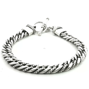 925 Sterling Silver Alternating Twist High Polish Cuban Bali Bracelet