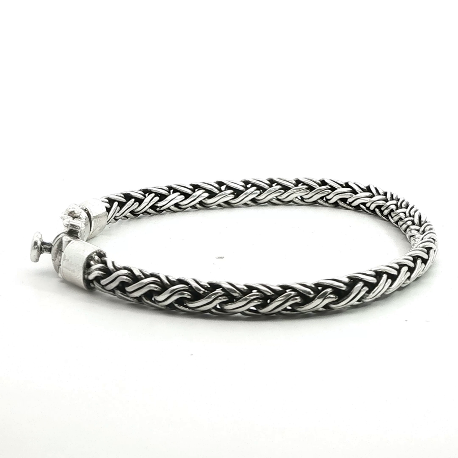 925 Sterling Silver Wheat Bali Bracelet