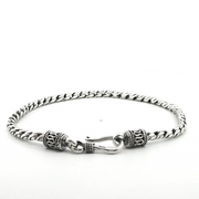 925 Sterling Silver Round Wheat Bali Bracelet