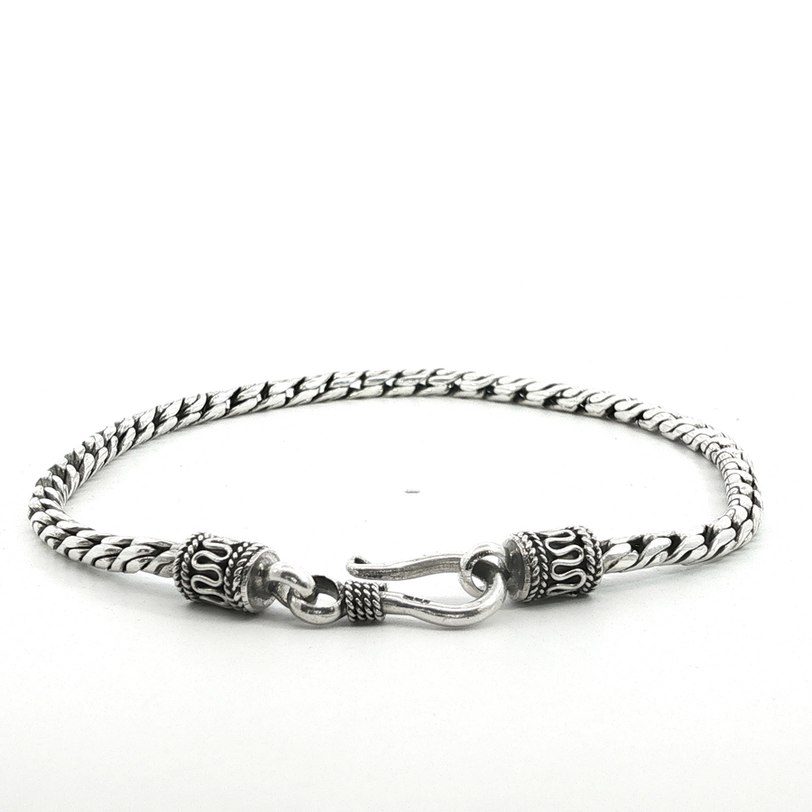 925 Sterling Silver Round Wheat Bali Bracelet