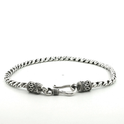 925 Sterling Silver Round Wheat Bali Bracelet