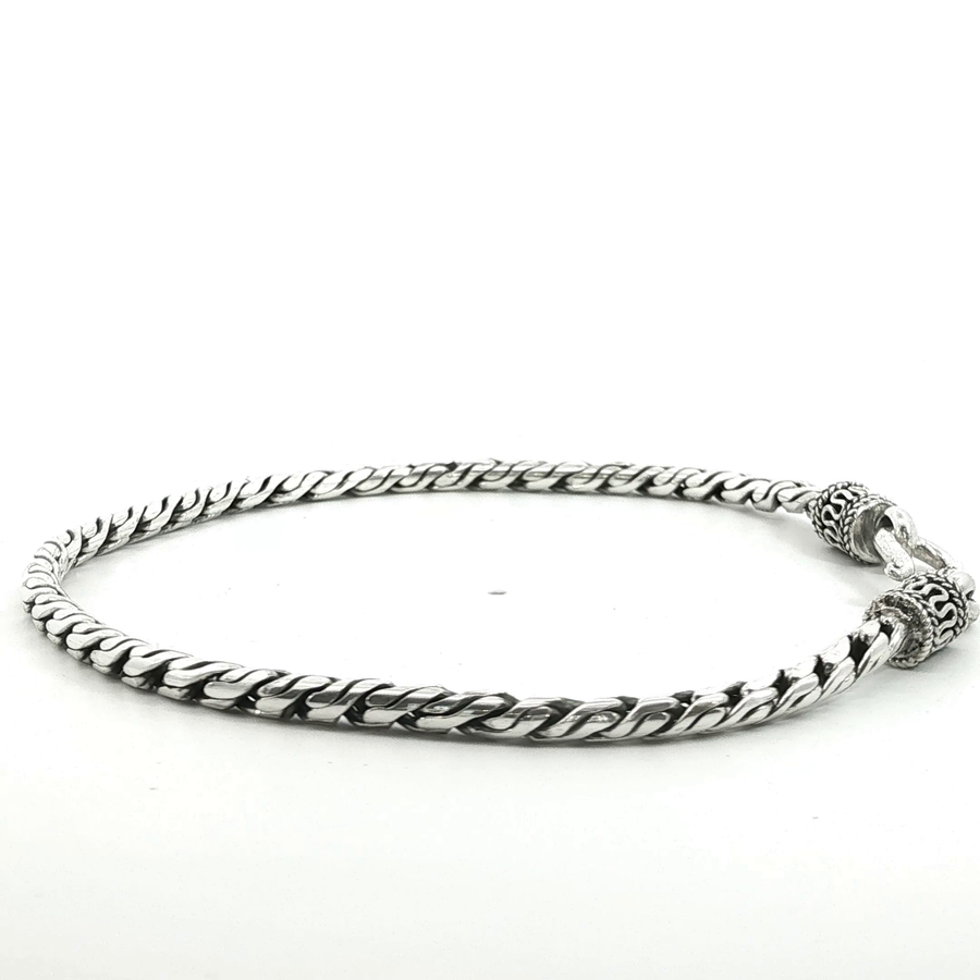925 Sterling Silver Round Wheat Bali Bracelet