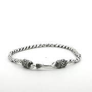 925 Sterling Silver Round Wheat Bali Bracelet
