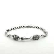 925 Sterling Silver Round Wheat Bali Bracelet