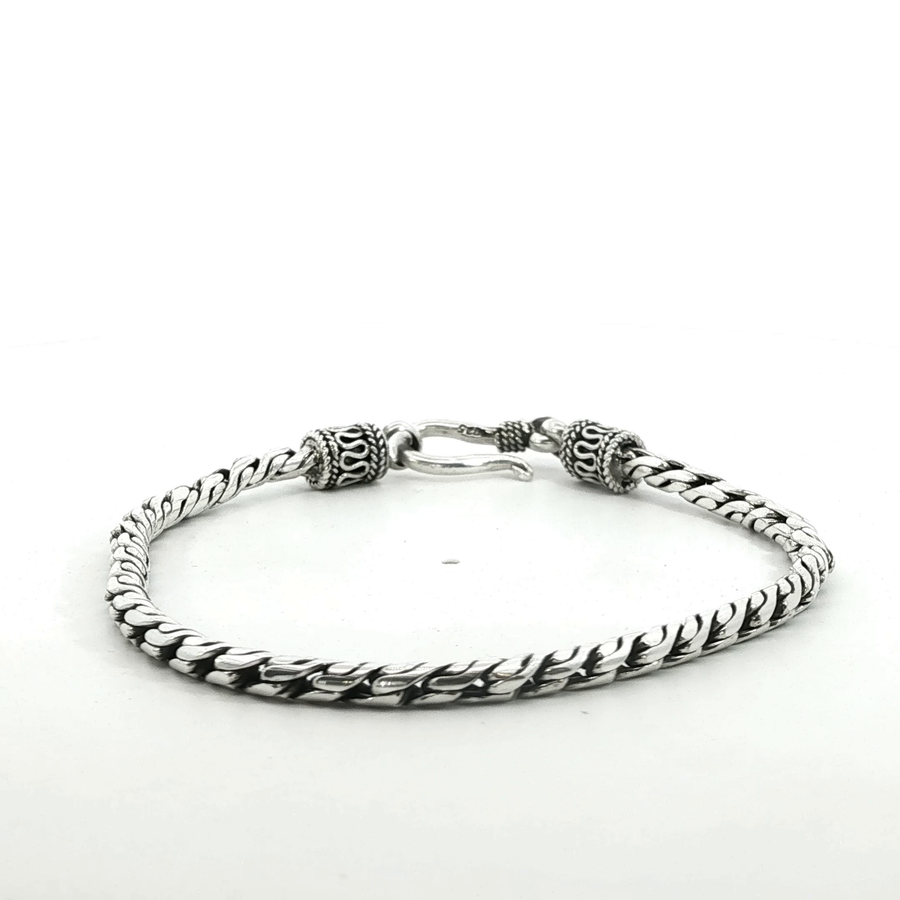 925 Sterling Silver Round Wheat Bali Bracelet