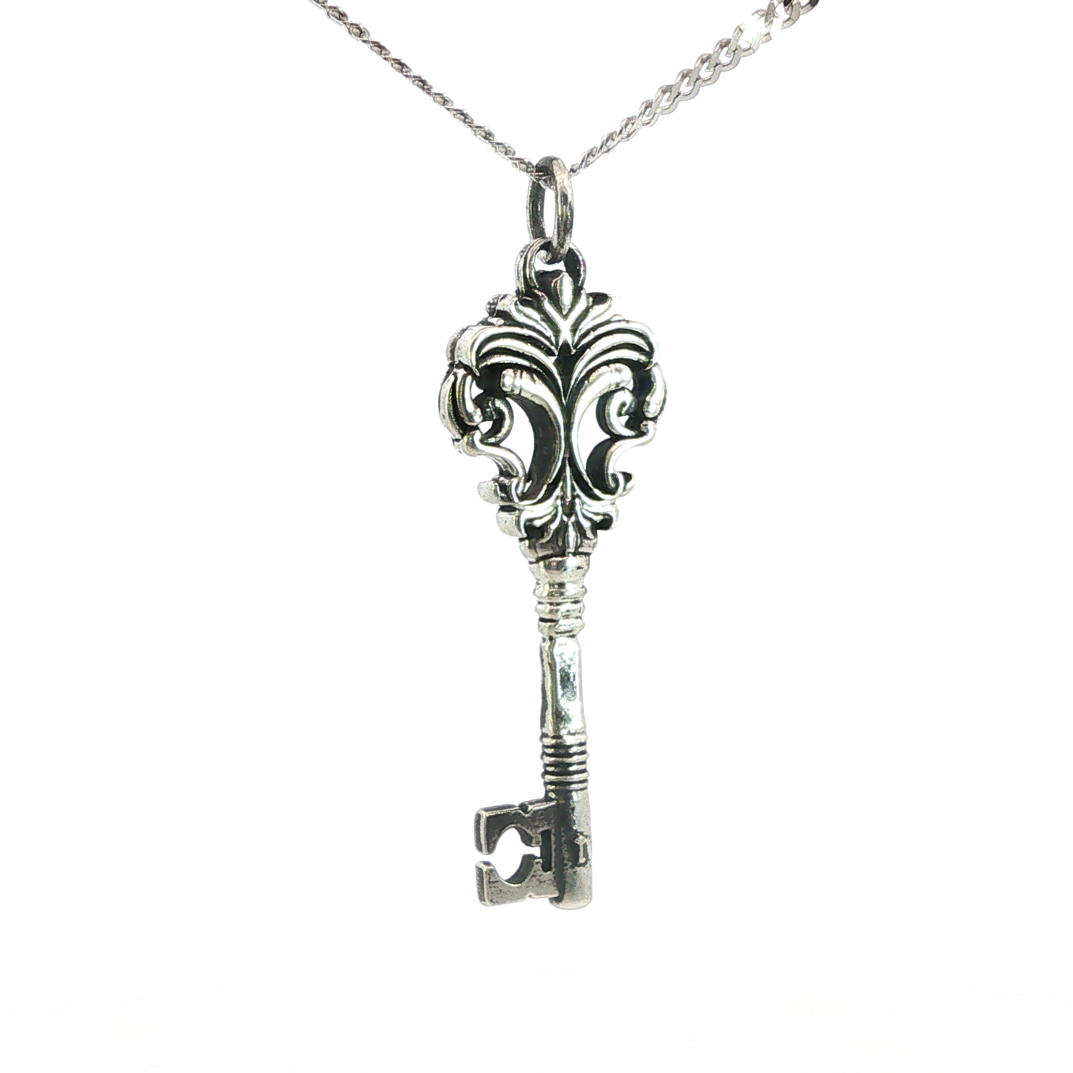 Sterling Silver English Chamberlain Key Necklace