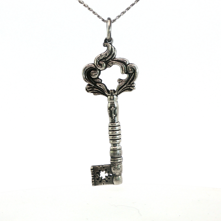 Sterling Silver French Door Dead Lock Key Necklace
