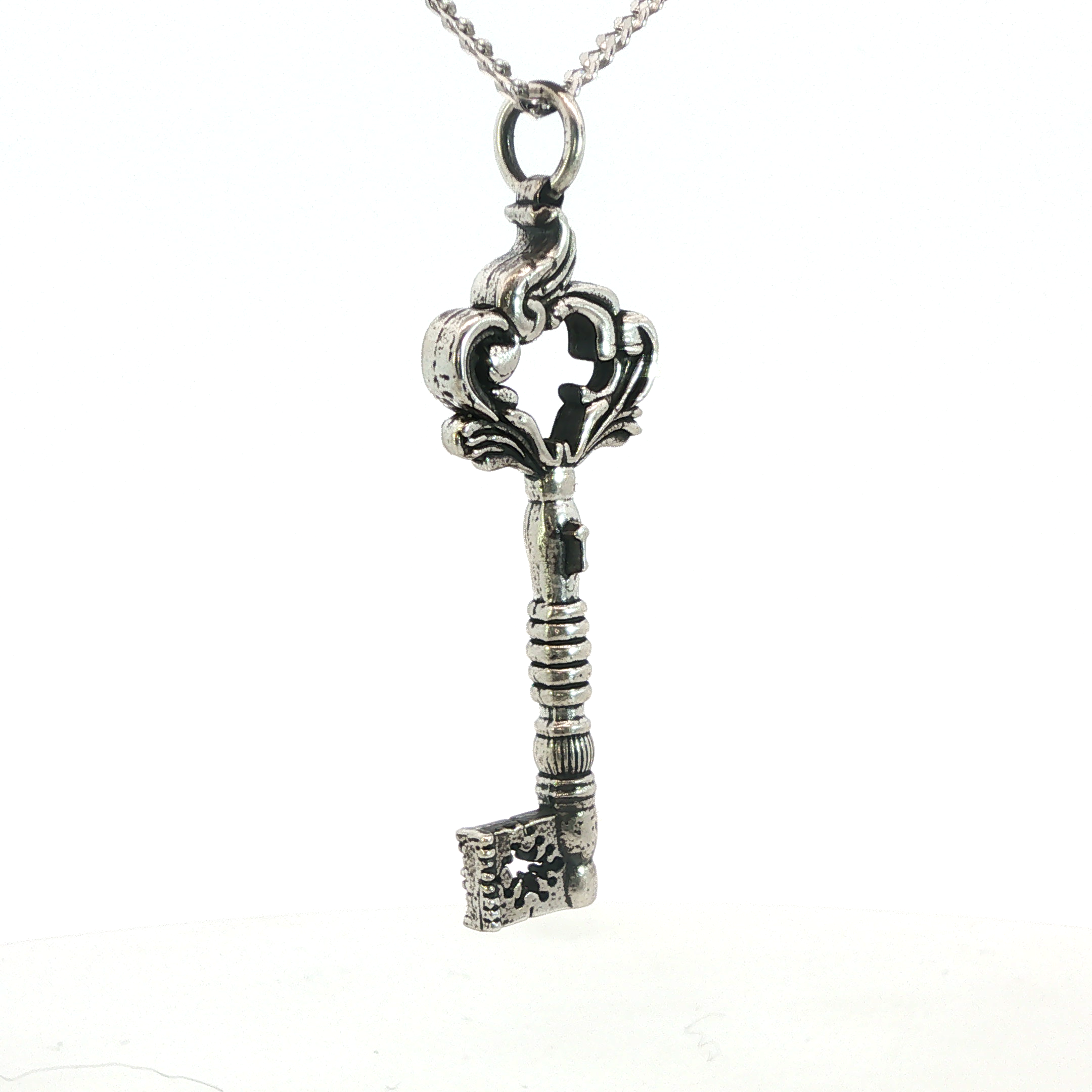Sterling Silver French Door Dead Lock Key Necklace