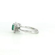 18K White Gold Emerald & Natural Diamonds Regal Vintage Inspired Ring