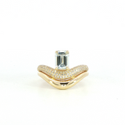 14K Yellow Gold White Sapphire & Natural Diamonds Regal Wavy Ring