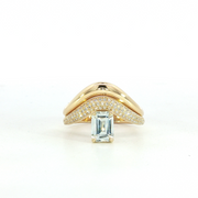 14K Yellow Gold White Sapphire & Natural Diamonds Regal Wavy Ring