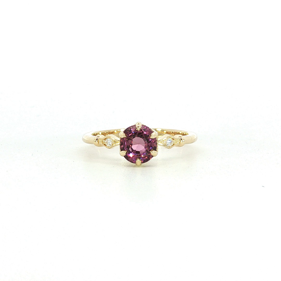 14K Yellow Gold Spinel & Natural Diamonds Fairy Tale Ring