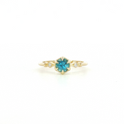 14K Yellow Gold Blue Zircon & Natural Diamonds Fairy Tale Ring