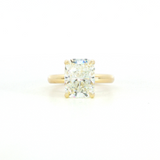 14K Yellow Gold Cushion Cut Lab Diamond Signature Solitaire Engagement Ring