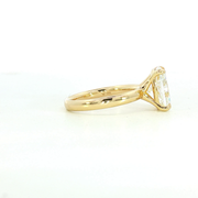 14K Yellow Gold Cushion Cut Lab Diamond Signature Solitaire Engagement Ring