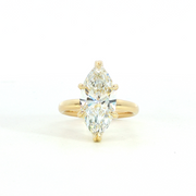 14K Yellow Gold Marquise Cut Lab Diamond Signature Solitaire Engagement Ring