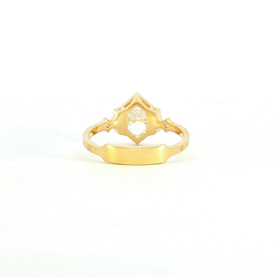 18K Yellow Gold Dutchess Lab Diamond Vintage Inspired Starfire Engagement Ring