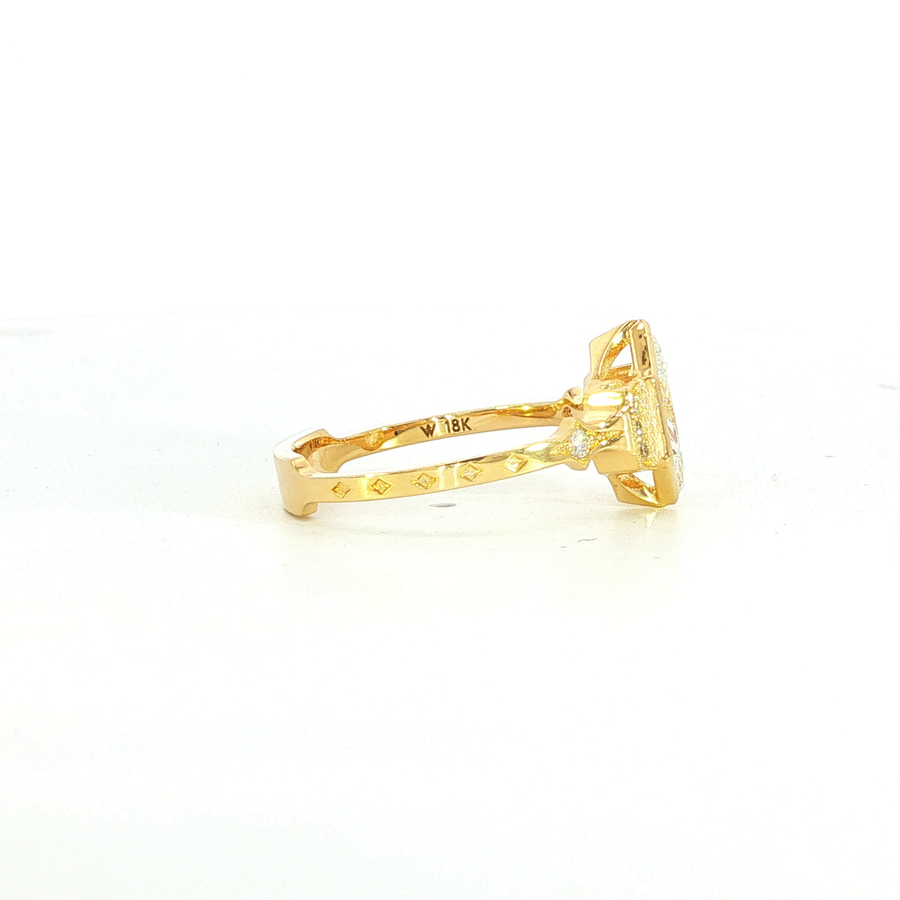 18K Yellow Gold Dutchess Lab Diamond Vintage Inspired Starfire Engagement Ring