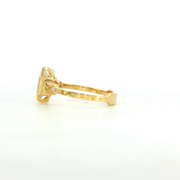 18K Yellow Gold Elongated Hexagon Lab Diamond Vintage Inspired Starfire Engagement Ring