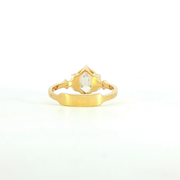 18K Yellow Gold Elongated Hexagon Lab Diamond Vintage Inspired Starfire Engagement Ring