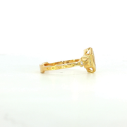 18K Yellow Gold Elongated Hexagon Lab Diamond Vintage Inspired Starfire Engagement Ring