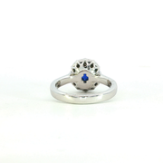14K White Gold Double Natural Diamond Halo Sapphire Engagement Ring