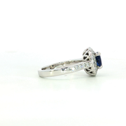 14K White Gold Double Natural Diamond Halo Sapphire Engagement Ring