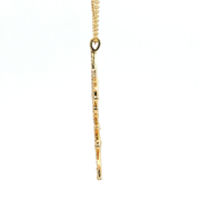 14K Yellow Gold Lab Diamond Cursive Love Dangle Necklace