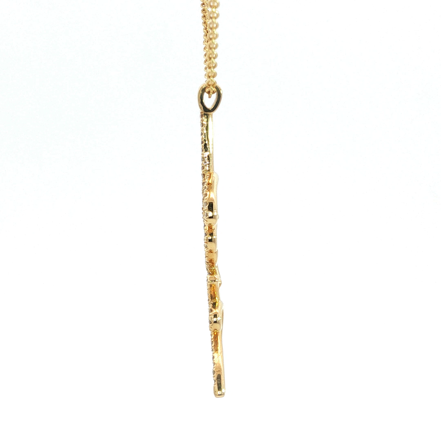 14K Yellow Gold Lab Diamond Cursive Love Dangle Necklace
