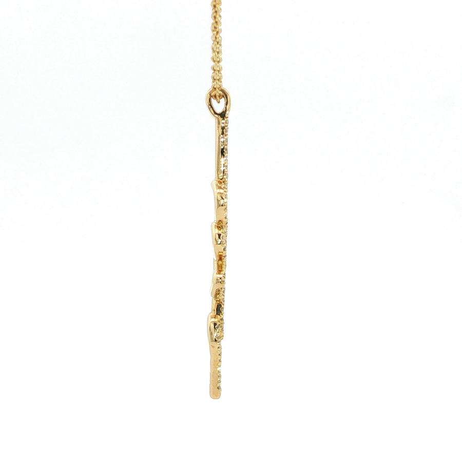 14K Yellow Gold Lab Diamond Cursive Love Dangle Necklace