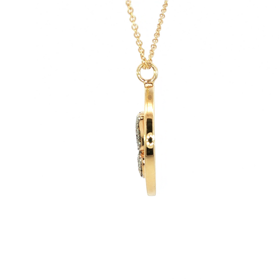 14K Yellow Gold Natural Diamond Vintage Inspired Butterfly Medallion Necklace